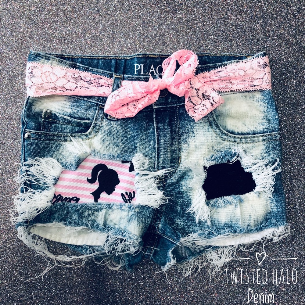 Barbie Girl distressed denim shorts